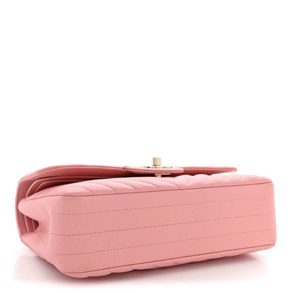 Chanel Caviar Chevron Quilted Small Double Flap Pink