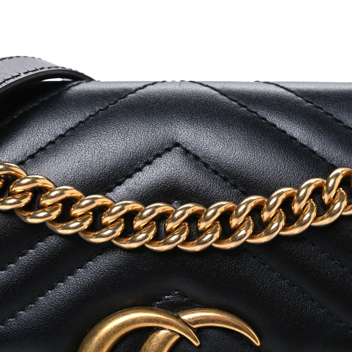 Gucci Calfskin Matelasse Mini GG Marmont Shoulder Bag Black 1817680