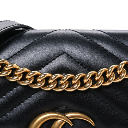 Gucci Calfskin Matelasse Mini GG Marmont Shoulder Bag Black 1817680