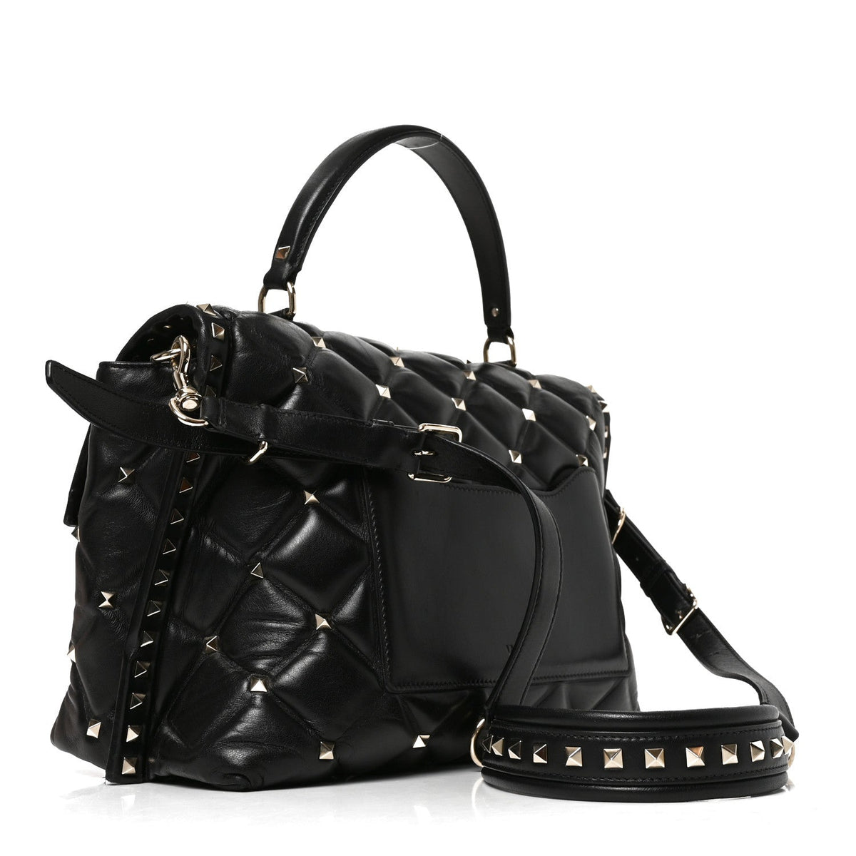 Valentino Garavani Nappa Large Candystud Top Handle Bag Black
