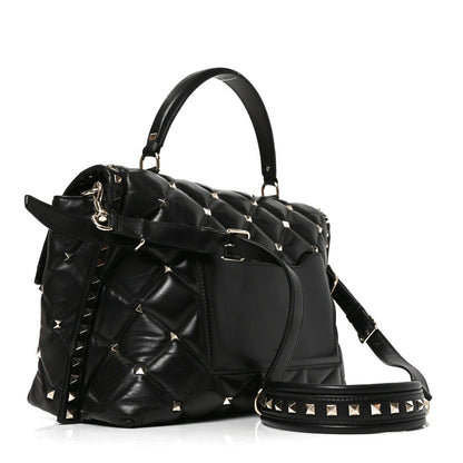 Valentino Garavani Nappa Large Candystud Top Handle Bag Black