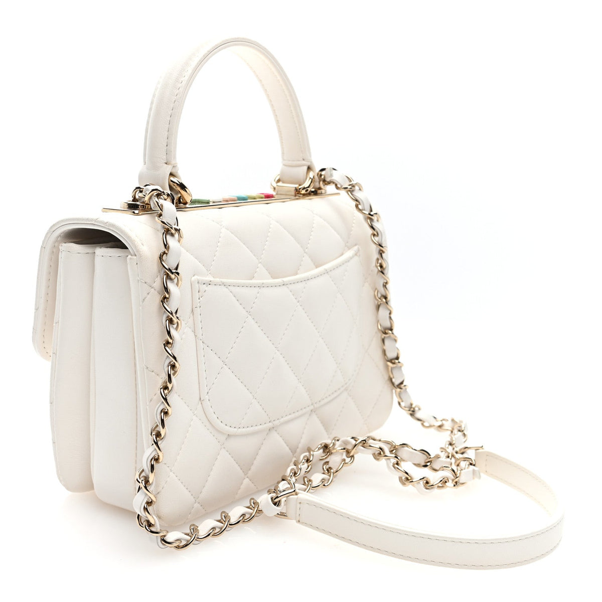 Chanel Lambskin Lacquered Quilted Small Trendy CC Flap Bag White