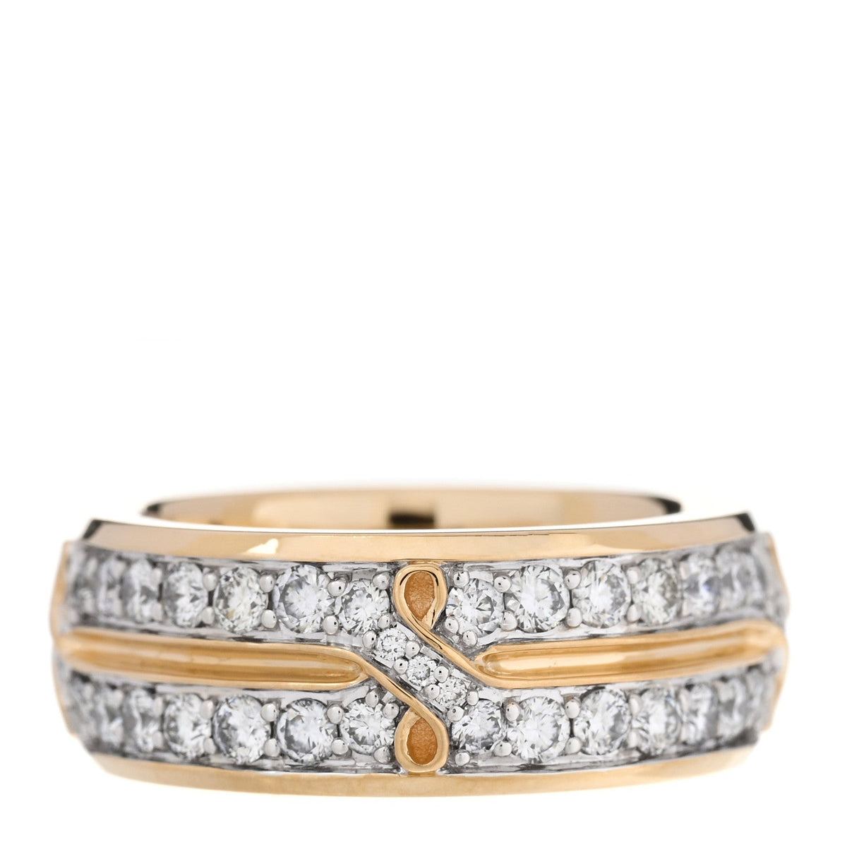 David Yurman 18K Yellow Gold Diamond 8mm Armory Band Ring 57 8