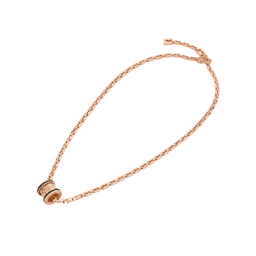 Bulgari 18K Rose Gold Black Ceramic B.zero1 Necklace