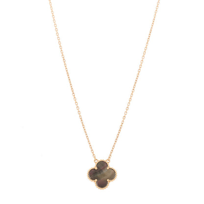 Van Cleef & Arpels 18K Rose Gold Gray Mother of Pearl Vintage Alhambra Pendant Necklace