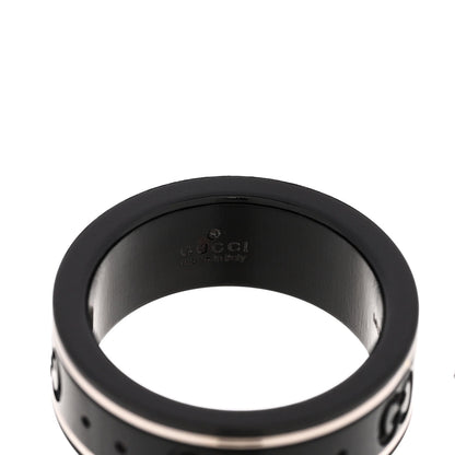 Gucci 18K White Gold Synthetic Corundum 7mm Icon Band Ring 49 4.75