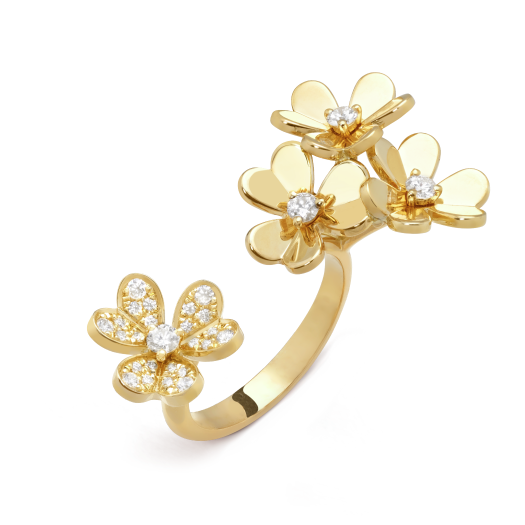 18K Gold Diamond VCA Frivole Between the Finger Ring