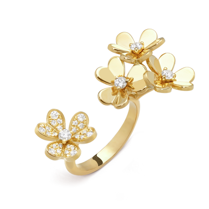 18K Gold Diamond VCA Frivole Between the Finger Ring