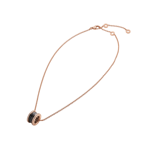 18K Rose Gold Diamond Black Ceramic B.zero1 Necklace