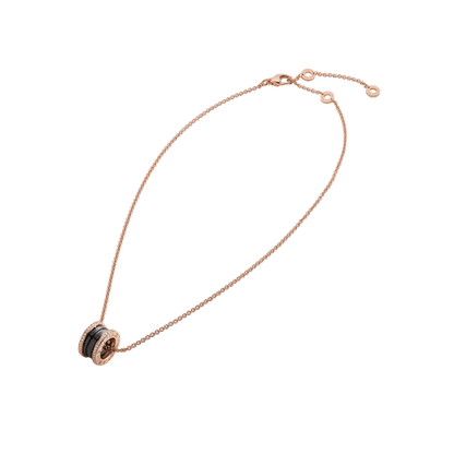 18K Rose Gold Diamond Black Ceramic B.zero1 Necklace