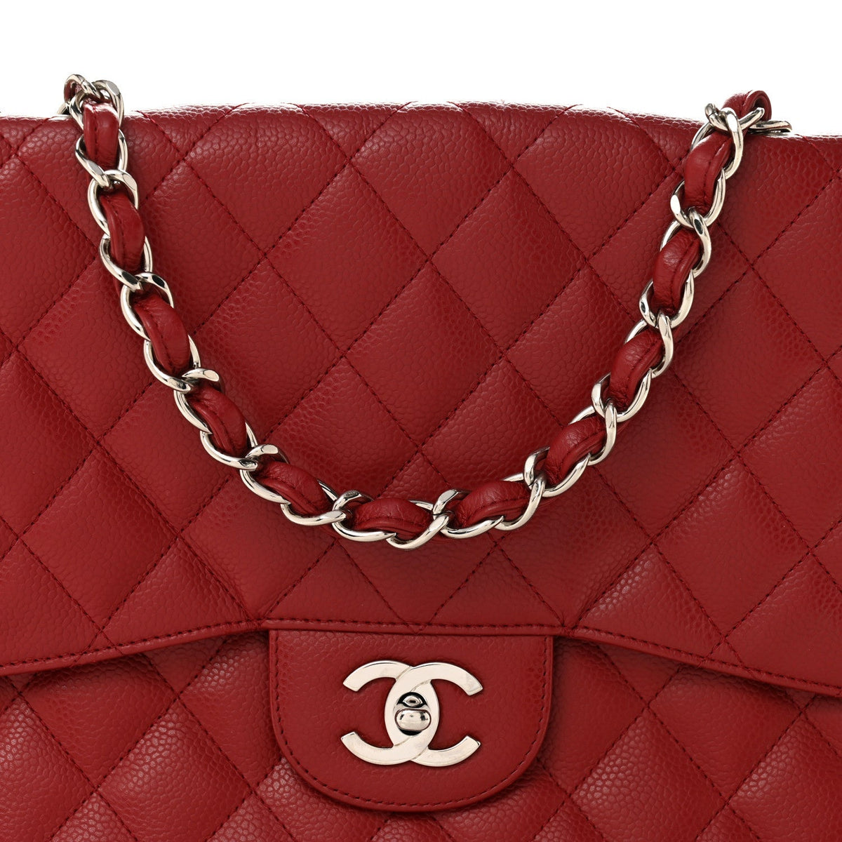 Chanel Caviar Quilted Jumbo Single Flap Dark Red 1824892