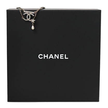 Chanel Metal Pearl Crystal CC Star Choker Necklace Gold