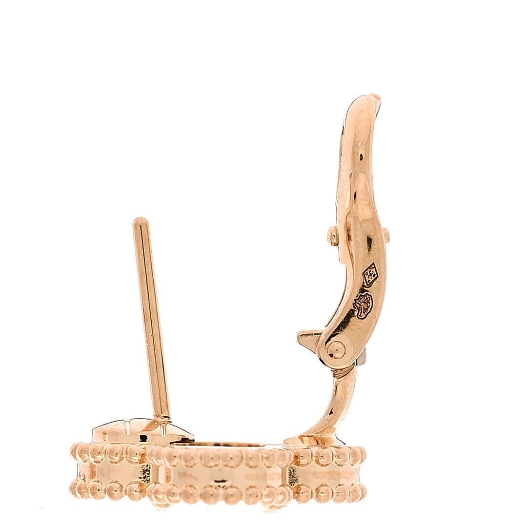 Van Cleef & Arpels 18K Yellow Gold Onyx Vintage Alhambra Earrings