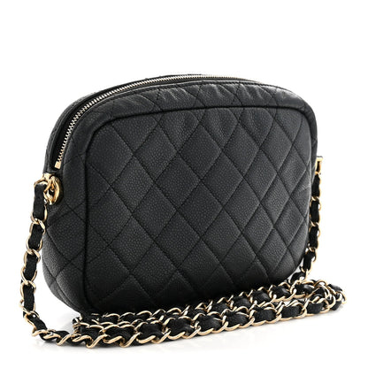 Chanel Iridescent Caviar Quilted Small Coco Tassel Camera Case Black