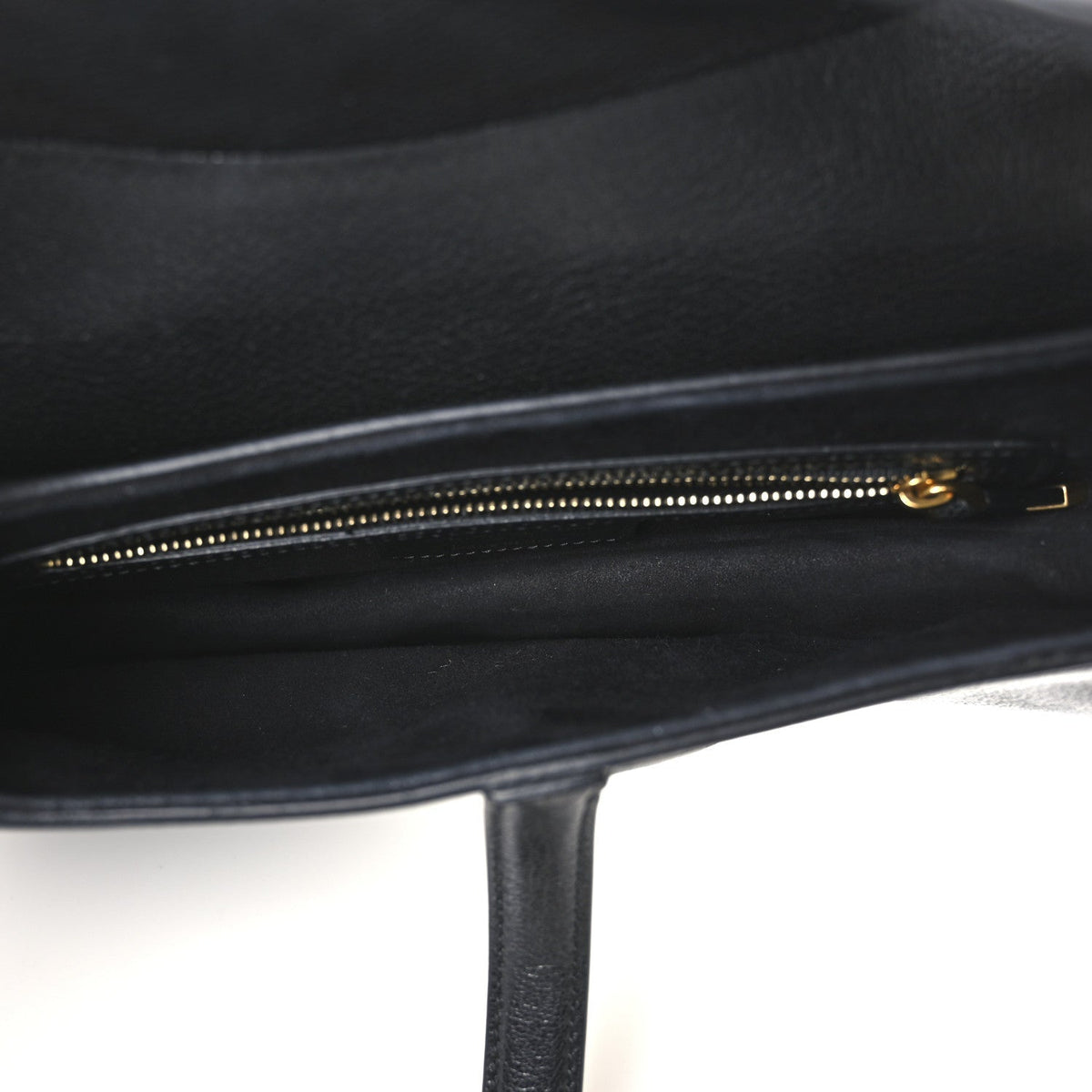 Christian Dior Shiny Goatskin Saddle Bag Black