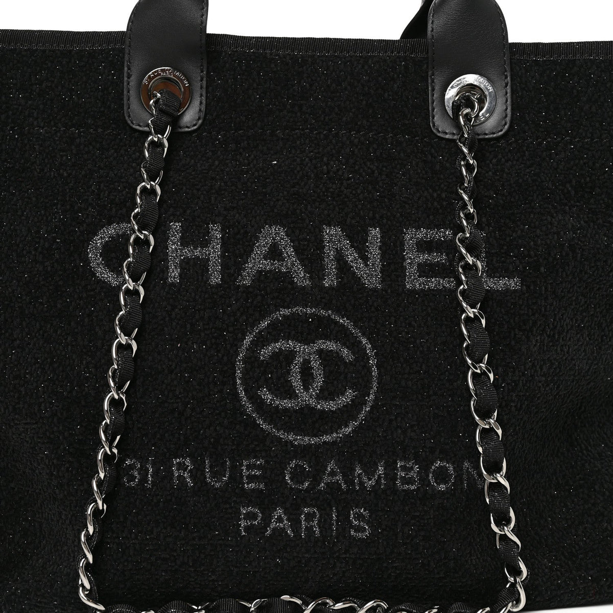 Chanel Lurex Boucle Medium Deauville Tote Black