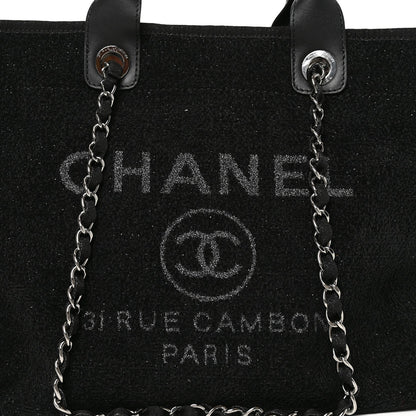 Chanel Lurex Boucle Medium Deauville Tote Black