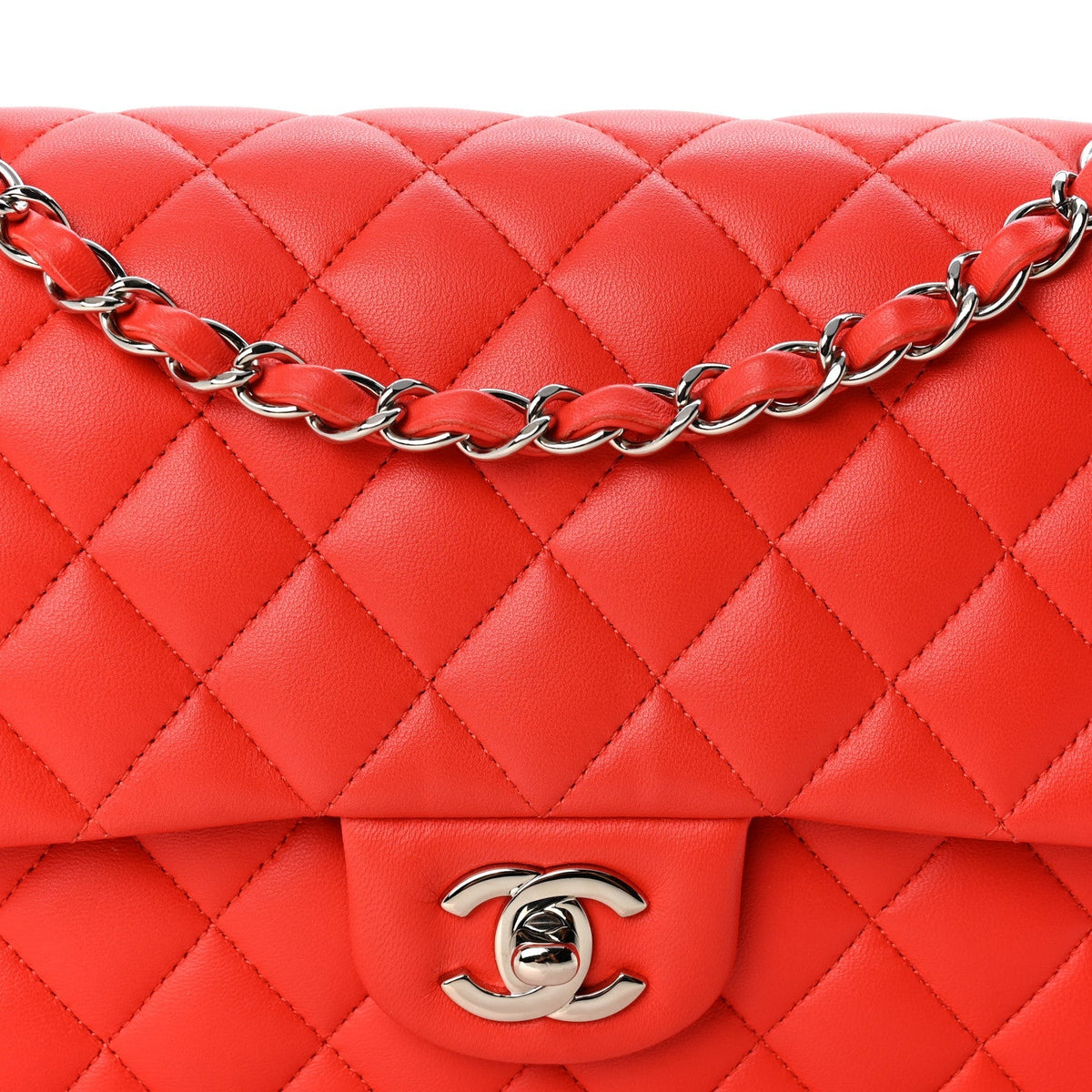 Chanel Lambskin Quilted Medium Double Flap Red
