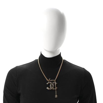 Chanel Metal Resin CC Star Chain Logo Necklace Gold Black
