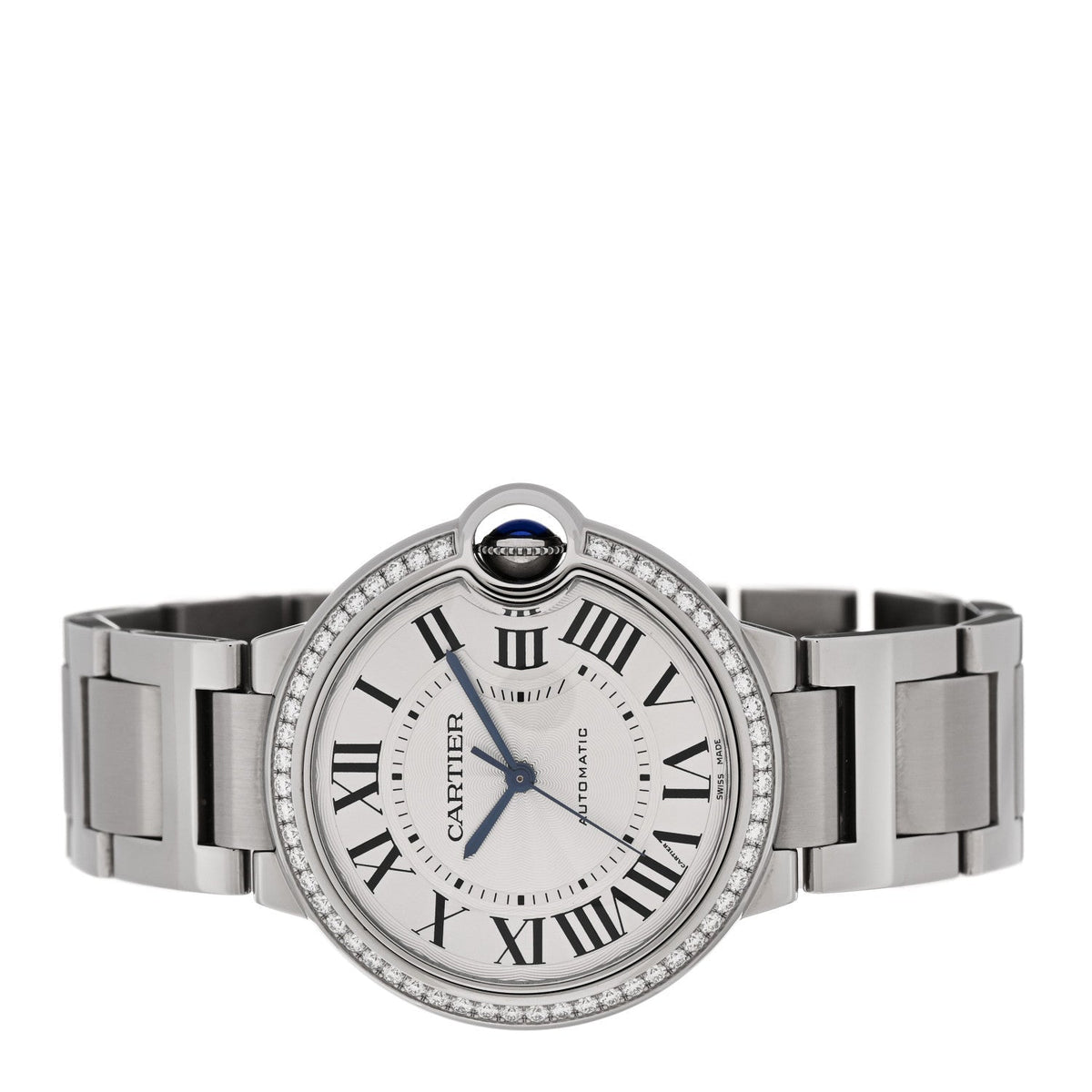 Cartier Stainless Steel Diamond 36mm Ballon Bleu Automatic Watch