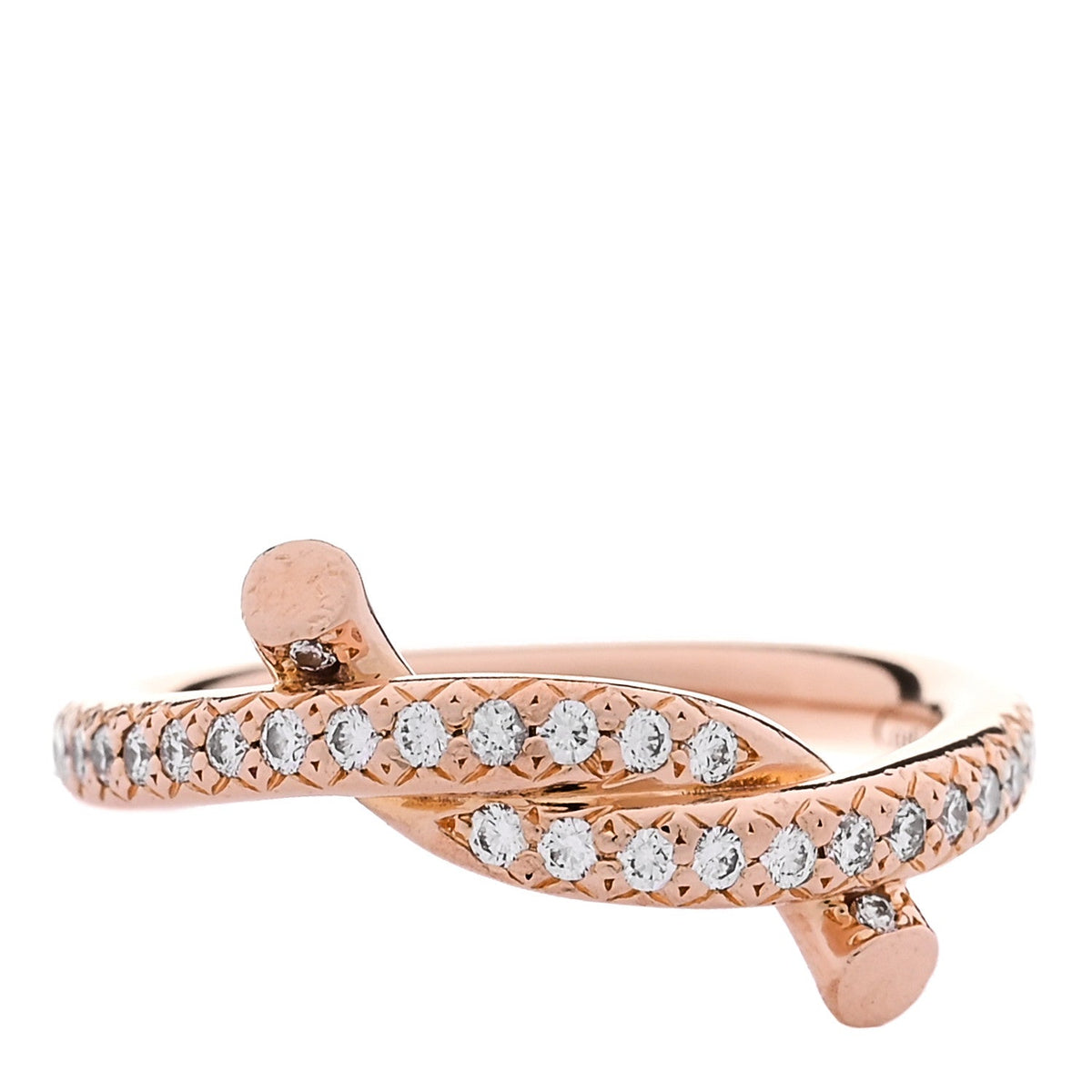 Cartier 18K Pink Gold Diamond Entrelaces Ring 48 4.5