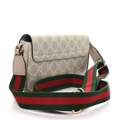 Gucci GG Supreme Calfskin Mini Ophidia Shoulder Bag Beige White