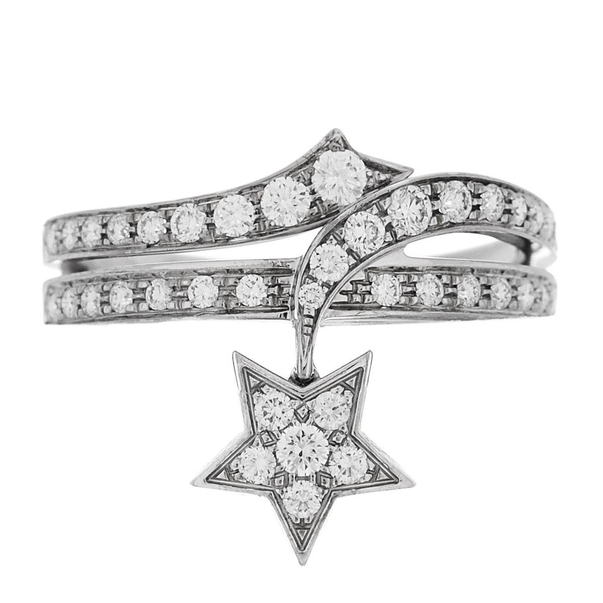 Chanel 18K White Gold Diamond Étoile Filante Ring 55 7.25