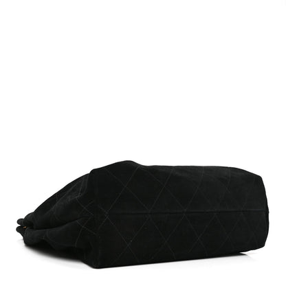 Chanel Suede Calfskin Lambskin Quilted Maxi Hobo Black