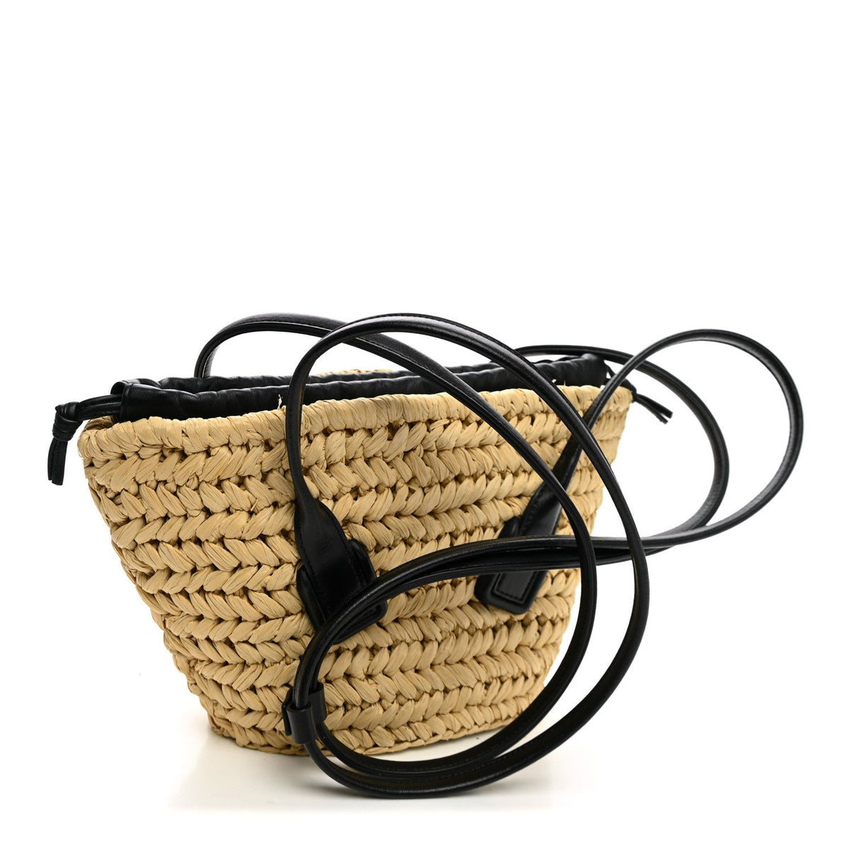 Bottega Veneta Raffia Calfskin Small Arco Basket Black 1945702
