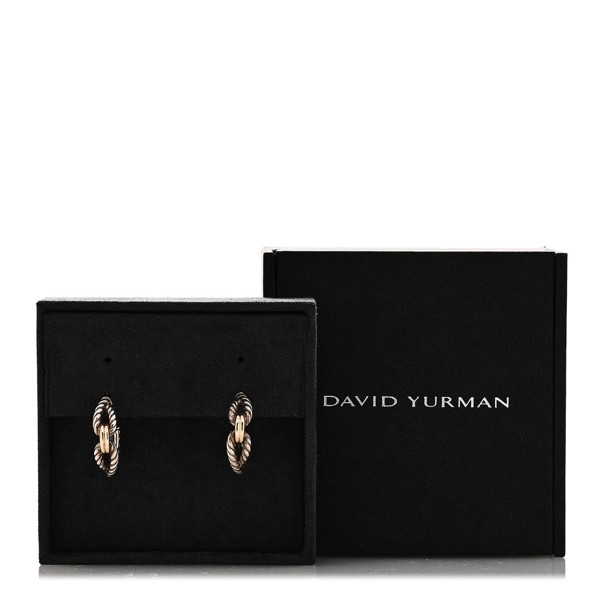 David Yurman Sterling Silver 18K Yellow Gold Small Cable Hoop Earrings