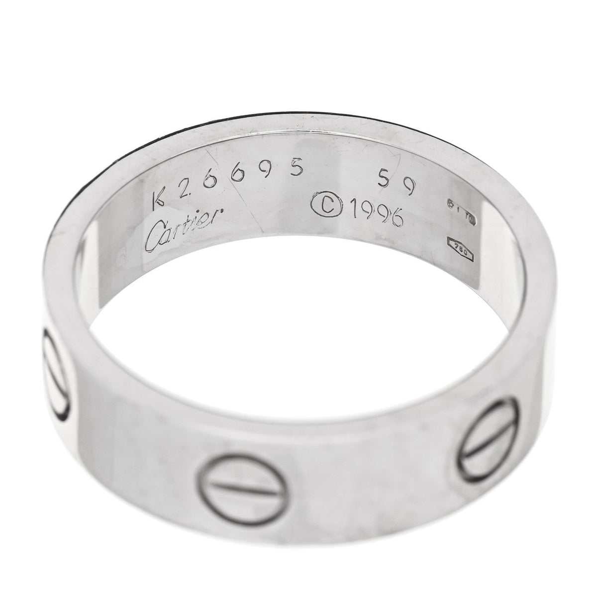 Cartier 18K White Gold 5.5mm LOVE Ring 59 8.75