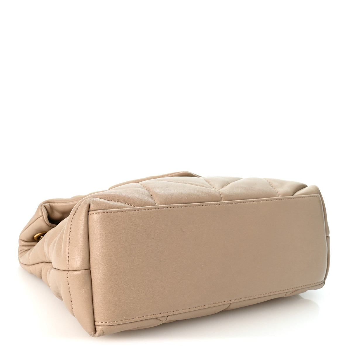 Saint Laurent Lambskin Quilted Small Loulou Puffer Chain Bag Dark Beige