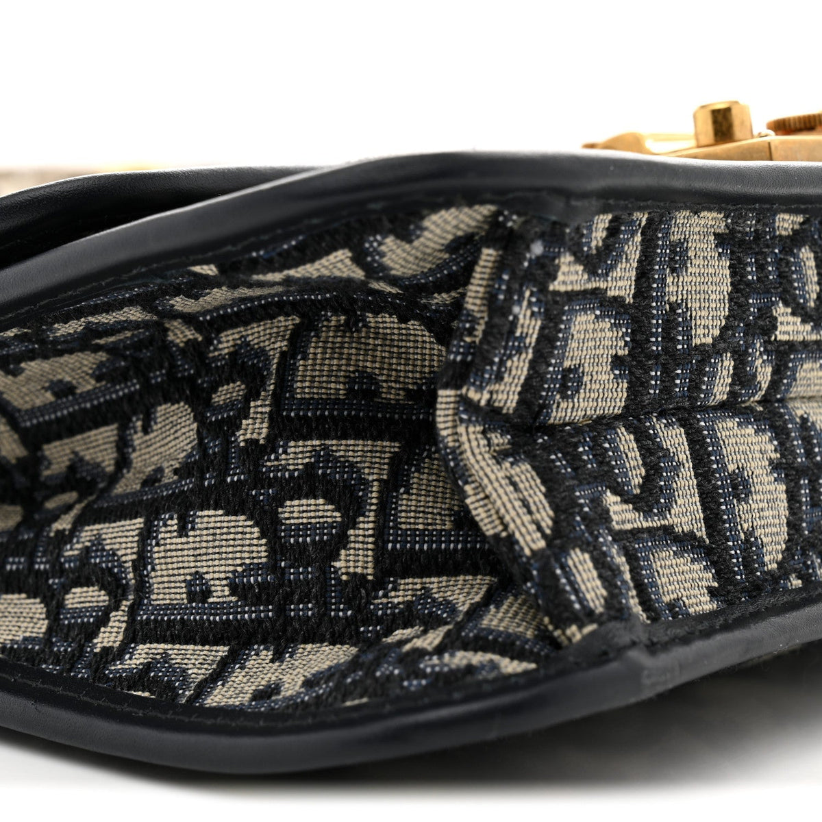 Christian Dior Canvas Leather Women's DiorAddict Flap Bag Navy Blue