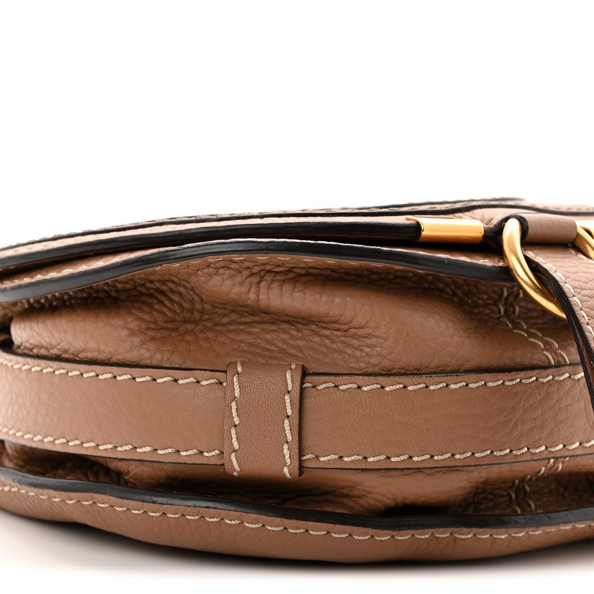 Chloe Calfskin Mini Marcie Round Crossbody Bag Nut