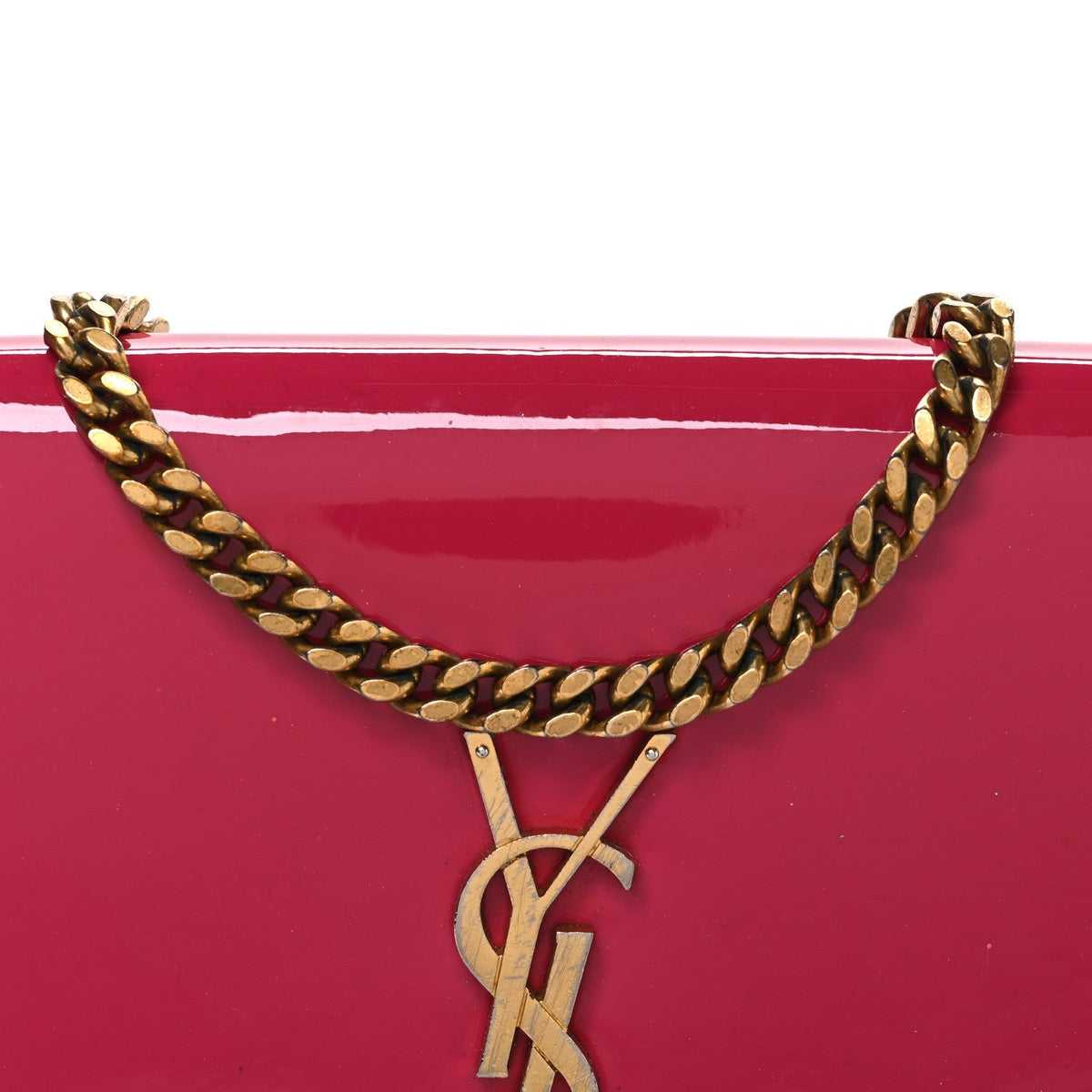 Saint Laurent Patent Calfskin Monogram Kate Wallet On Chain Fresh Fuxia