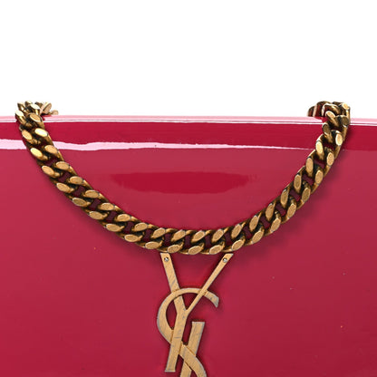 Saint Laurent Patent Calfskin Monogram Kate Wallet On Chain Fresh Fuxia