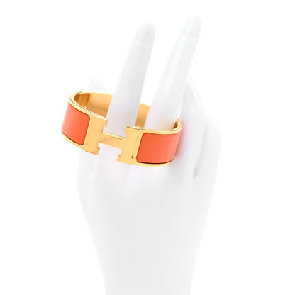 Hermes Enamel Wide Clic Clac H Bracelet PM Orange