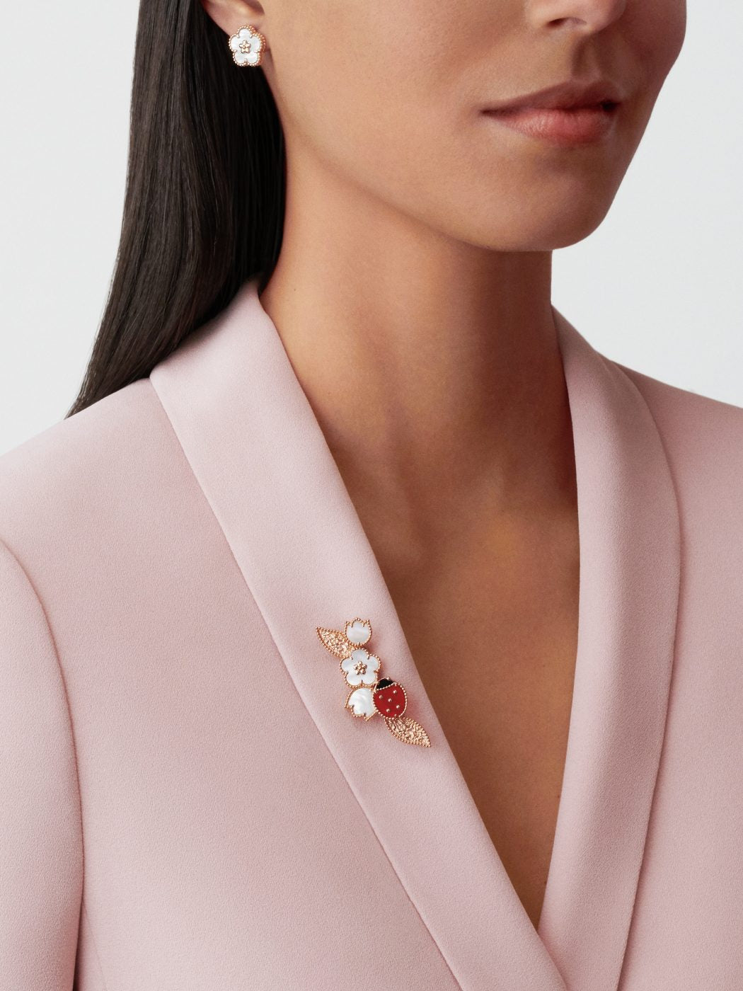 18K Rose Gold MOP VCA Lucky Spring Plum Blossom Earrings