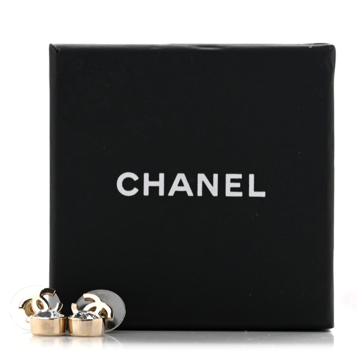 Chanel Crystal CC Tear Drop Earrings Gold