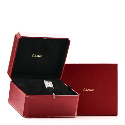 Cartier Stainless Steel Satin Diamond 22mm Tank Watch Silver