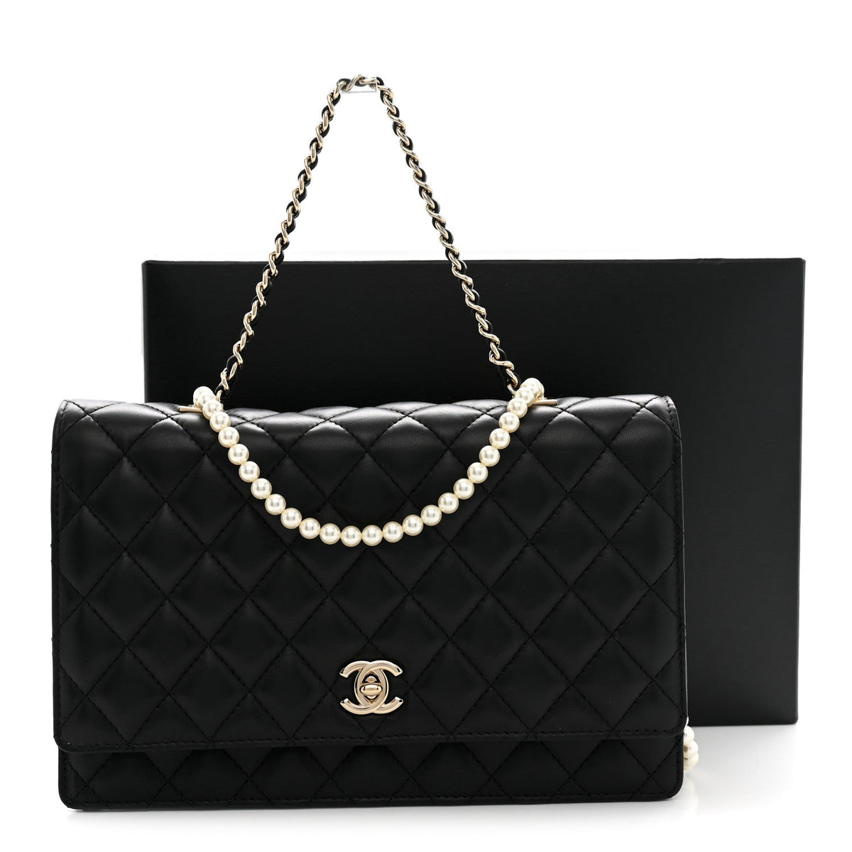 Chanel Lambskin Quilted Fantasy Pearl Flap Black