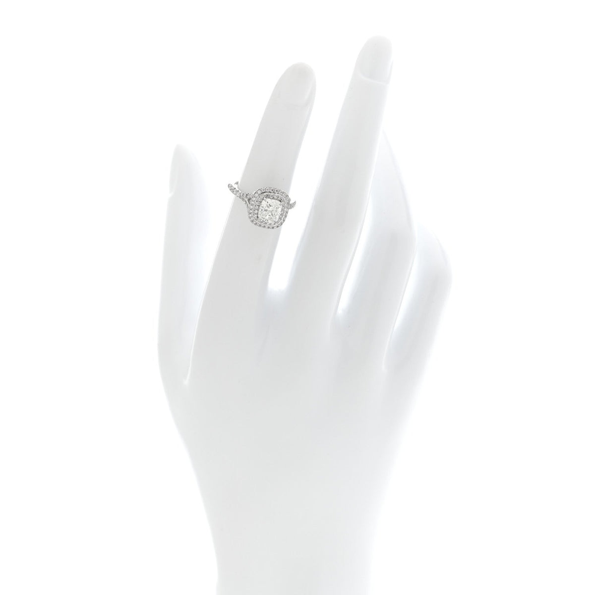 Tiffany Platinum Diamond Soleste Cushion Cut Double Halo Ring 47 4