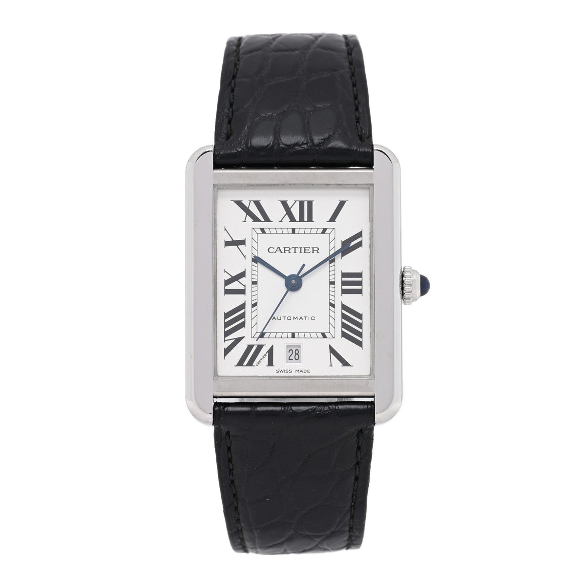 Cartier Stainless Steel Alligator 31mm Tank Solo Automatic Watch