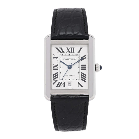 Cartier Stainless Steel Alligator 31mm Tank Solo Automatic Watch