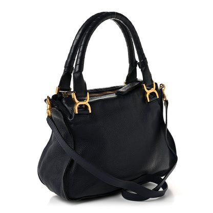 Chloe Calfskin Medium Marcie Satchel Royal Navy