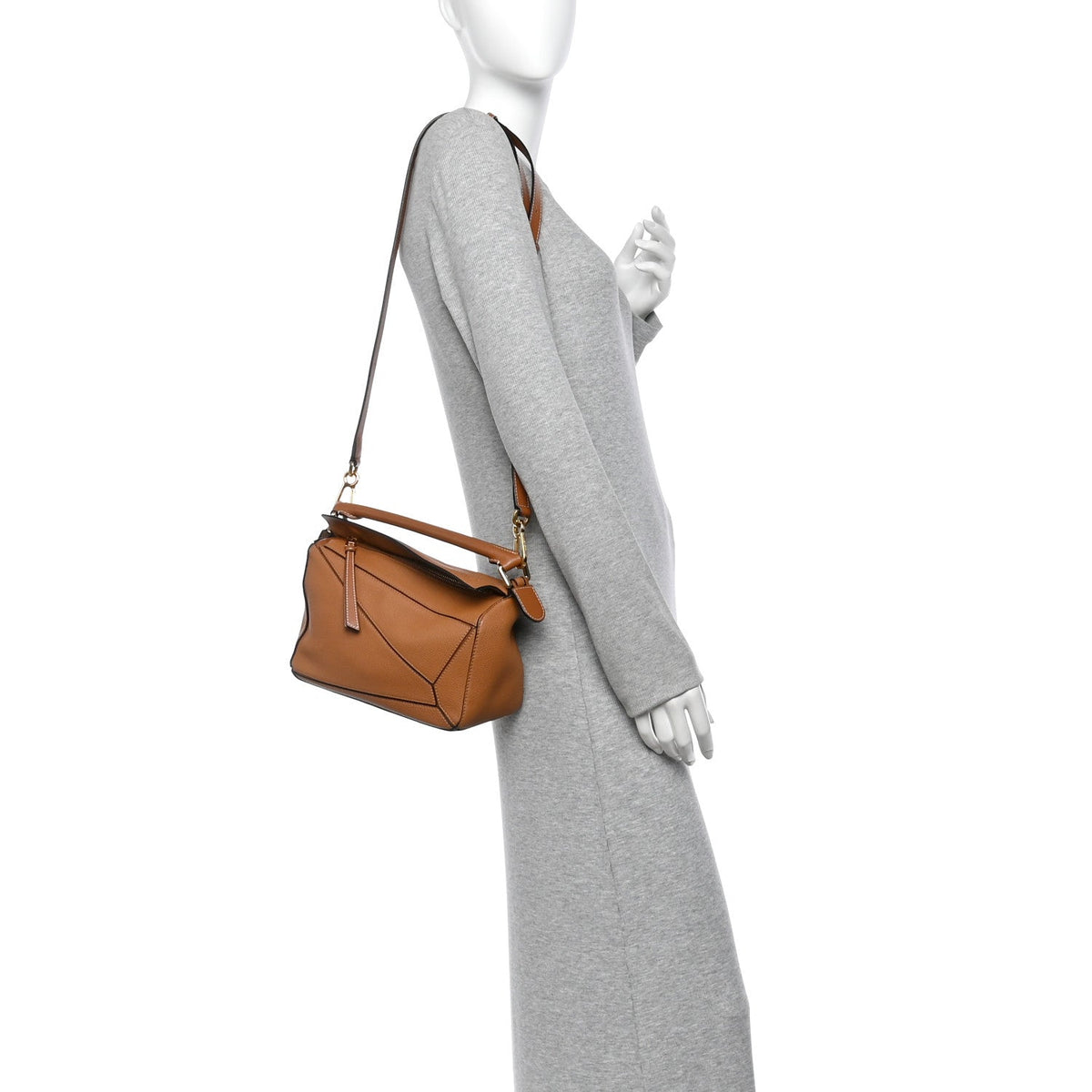 Loewe Grained Calfskin Small Puzzle Bag Tan