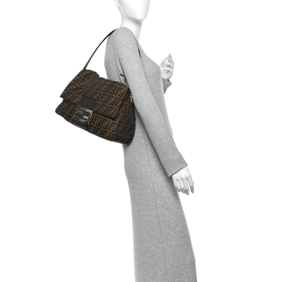 Fendi Zucca Canvas Big Forever Mama Baguette Tobacco