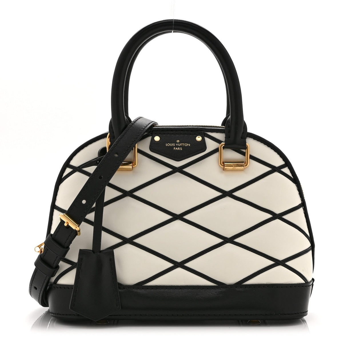 Louis Vuitton Lambskin Malletage Alma BB Black White