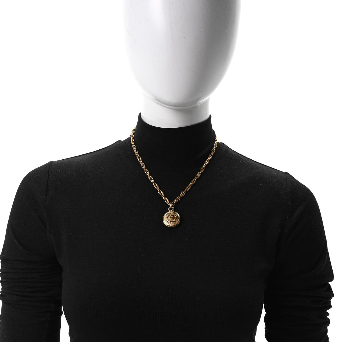 Chanel Metal CC Chain Pendant Necklace Gold