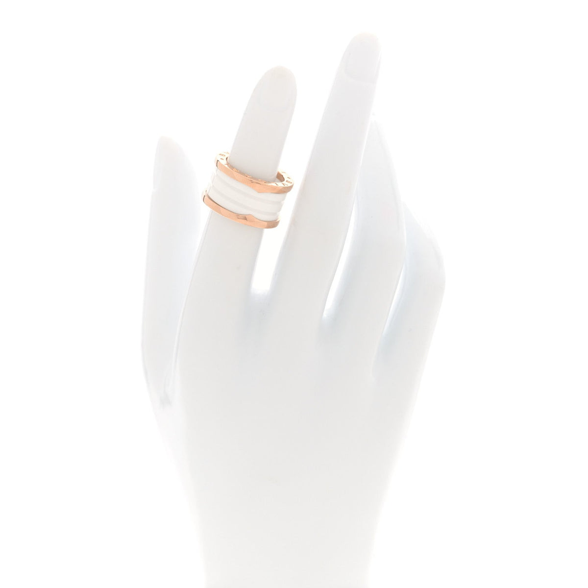 Bulgari 18K Rose Gold White Ceramic B.Zero1 Four-Band Ring 49 5